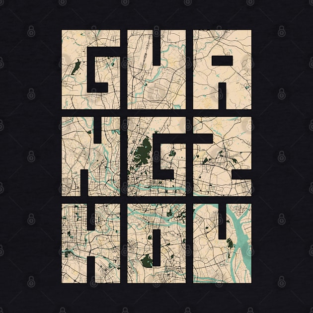 Guangzhou, USA City Map Typography - Vintage by deMAP Studio